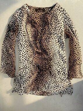 Roberto Cavalli Sheer Animal Print Blouse XS